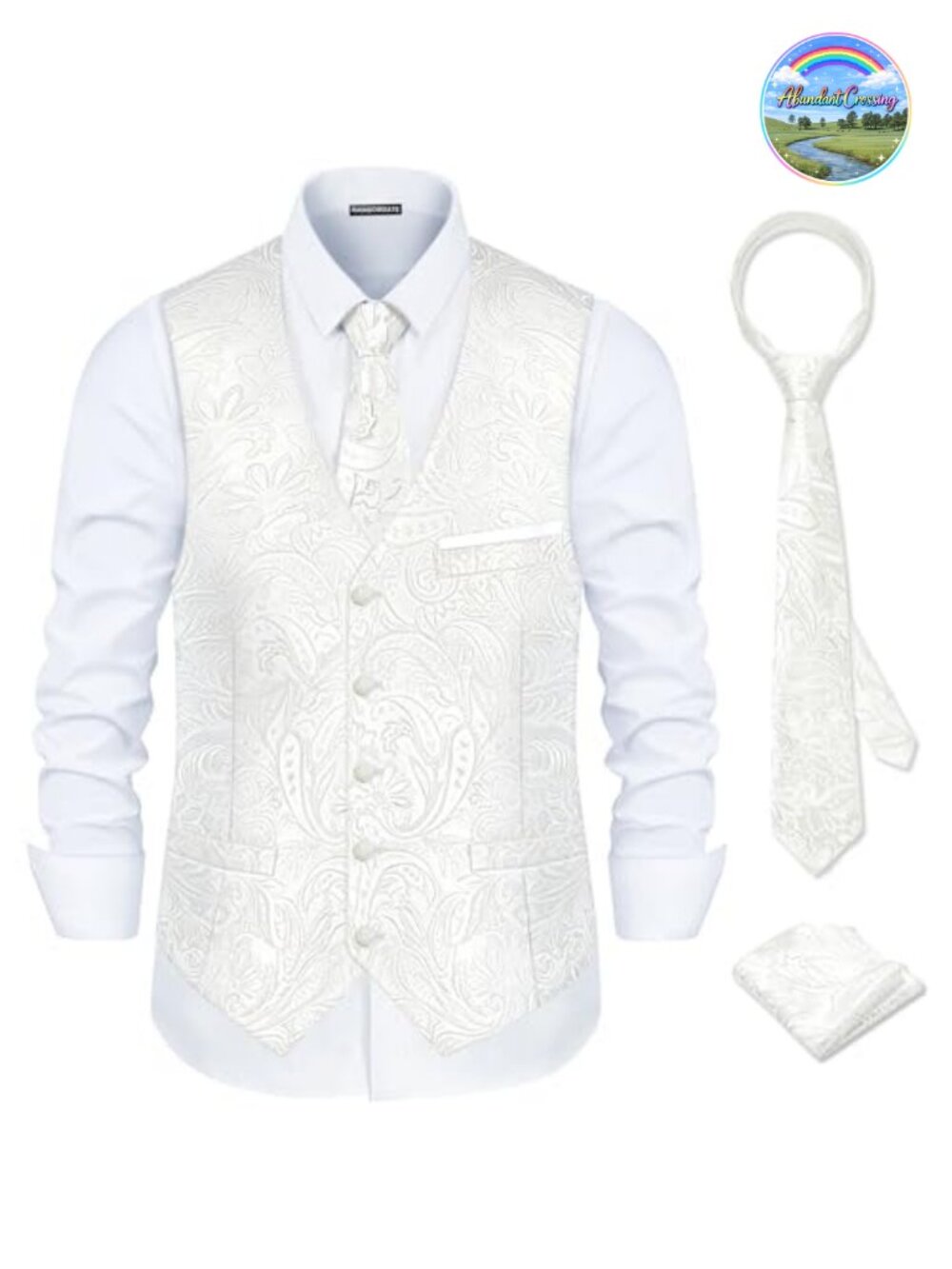 Men's Slim Fit Suit Vest 3-Piece Set Satin Back Formal Waistcoat